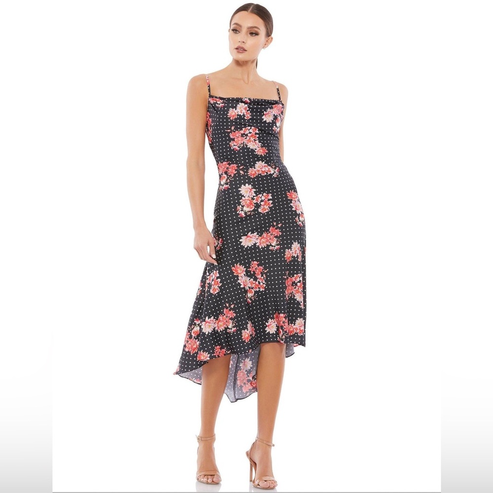 IEENA for Mac Duggal 55392 High Low Floral Print Satin Dress
